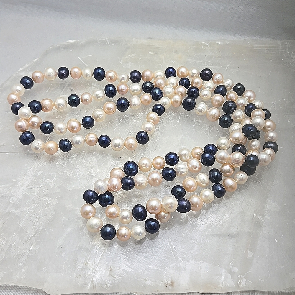 Long Infinity Pearl Necklace With Gift Pouch